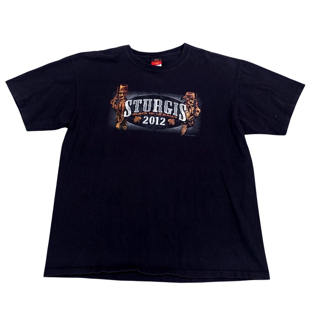 Sturgis 2012 Biker Rally Hot Leathers T-Shirt Mens XL Black Graphic Tee 72 Years